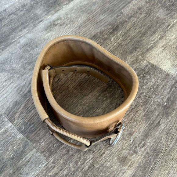 Vintage YSL Genuine Leather Wide Belt - Tan and Silver Hardware - Size: Small - Picture 13 of 14
